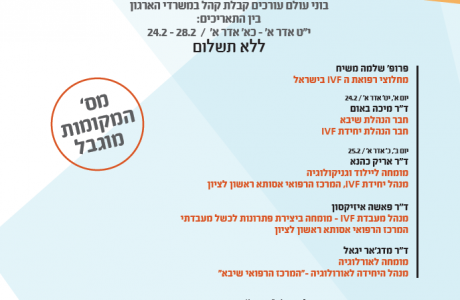 24.2-28.2 שבוע קבלת קהל עם מומחים בעולם הרפואה במשרדי בוני עולם